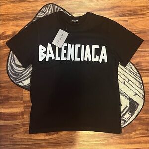 Balenciaga Black Tee with White Logo